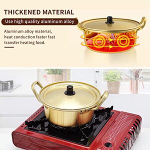 6.3in Korean Ramen Pot, Ramen Cooking Pot with Golden Spoons Chopsticks for Camping, Hiking, Home, Parties, Picnic