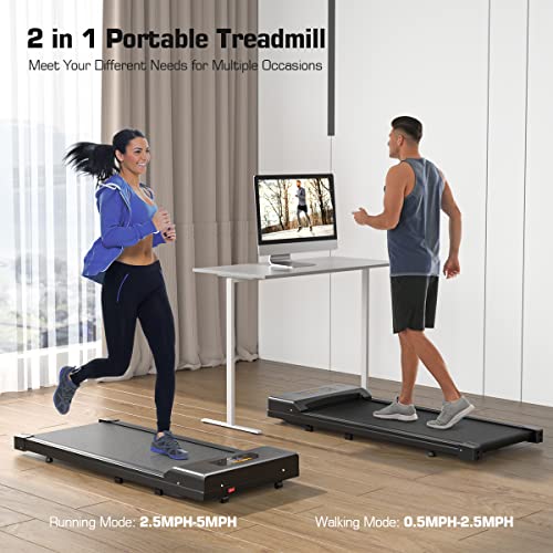 Walking Pad, Under Desk Treadmill for Office Home Use, LUBBYGIM Electric Treadmill Under Desk with Speed 0.5-5.0MPH, Portable Mini Treadmill in LED Display with Remote(2023NEW)