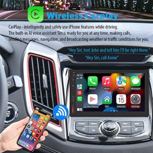 [Upgrade] Wireless CarPlay/Android Auto, 7 Inch Double Din Car Stereo with LCD Touchscreen, FM/AM Radio with Bluetooth 5.1 Handsfree, Type-C Charge, Phone-Link, HD Whaterproof Backup Camera