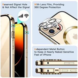 [CD Loop+Safety Lock]Magnetic Case for iPhone 14 Pro Max Case,[Privacy Screen with Camera Lens][Electroplating Metal Bumper]Double Sided 9H Glass Compatible with MagSafe Case for iPhone 14 Pro Max