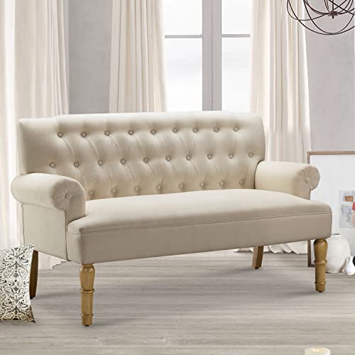 Rosevera Drennan Loveseat para Sala Love Seats Furniture Sofa in a Box Couches for Living Room Settee, Standard, Velvet Pearl Beige