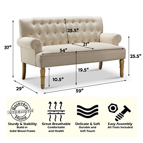 Rosevera Drennan Loveseat para Sala Love Seats Furniture Sofa in a Box Couches for Living Room Settee, Standard, Velvet Pearl Beige