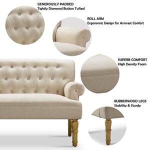 Rosevera Drennan Loveseat para Sala Love Seats Furniture Sofa in a Box Couches for Living Room Settee, Standard, Velvet Pearl Beige