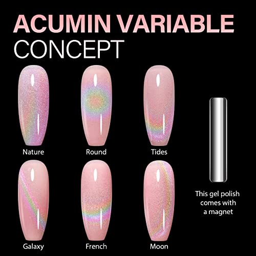 AILLSA Cat Eye Gel Nail Polish Rainbow Glitter Gel Top Coat Nail Polish Reflective Clear Shimmer Gel Polish Iridescent Sparkly Holographic Magnetic Gel Polish for Nail Art at Home 0.51 Fl Oz /GA17