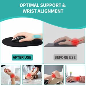 eulps Mouse Pad Wrist Support, Ergonomic Gel Mouse Pad with Wrist Rest, Comfortable Computer Mouse Pad for Laptop, Pain Relief Mousepad with Non-Slip PU Base (Black)