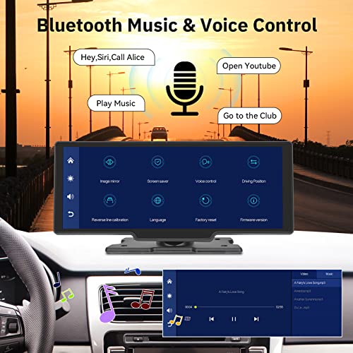 Portable Car Stereo Wireless Apple Carplay Android Auto, 10.26 Inch IPS Touchscreen Car Radio in Dash Navigation Unit Player with Bluetooth, FM Transmitter, Voice Control, AUX, TF