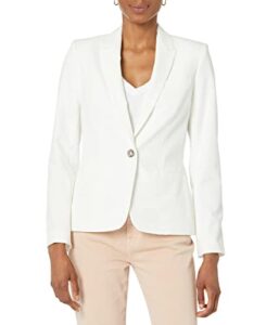 tommy hilfiger women's blazer – business jacket with flattering fit and single-button closure, ivory, 12
