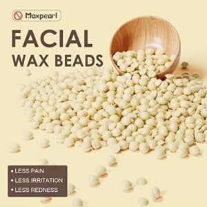 Wax Beads for Facial Hair Removal, Maxpearl 1LB Hypoallergenic Hard Wax Beans with Natural Ingredients for Sensitive Skin, Eyebrows, Upper Lip, Chin, Sideburns, Neck & More