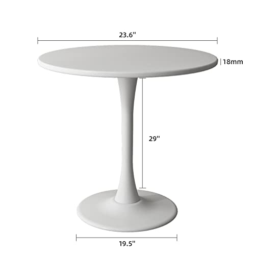 Kasinali White Round Table Modern Dining Table Tulip Round Kitchen Table Mid Century Coffee Table for Living Room 24 inch