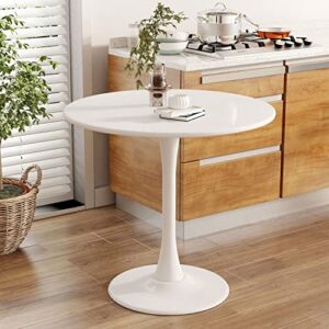 Kasinali White Round Table Modern Dining Table Tulip Round Kitchen Table Mid Century Coffee Table for Living Room 24 inch