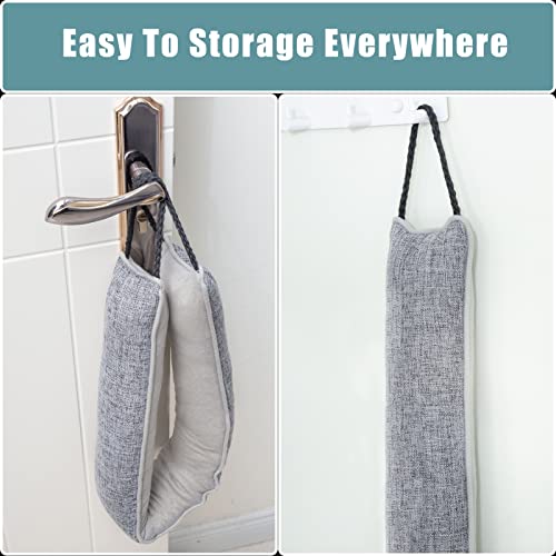 Estimber Under Door Draft Stopper 48 inch Wind Stopper for Door & Window, Weighted French Air Draft Stopper Front Door Snake Noise Blocker for Bottom of Door with Hanging Loops - Grey