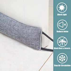 Estimber Under Door Draft Stopper 48 inch Wind Stopper for Door & Window, Weighted French Air Draft Stopper Front Door Snake Noise Blocker for Bottom of Door with Hanging Loops - Grey