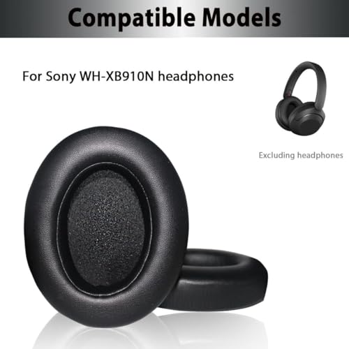 WH-XB910N Replacement Earpads Ear Cushions with Net and Buckle,Noise Canceling Headset Cover Earmuff Repair Parts for Sony WH-XB910N Over-Ear Wired&Wireless Headphone(Black)