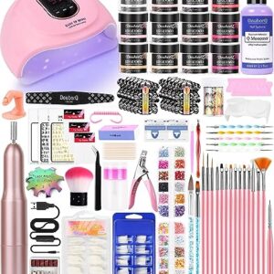 Acrylic Nail Art Kit-Nail Art Manicure Set Acrylic Powder Brush Glitter File French Tips U V Lamp Nail Art Decoration Tools Nail Drill kit for beginners with everything at home