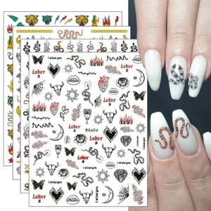 jmeowio 8 sheets halloween goth nail art stickers decals self-adhesive pegatinas uñas snake horror nail supplies nail art design decoration accessories