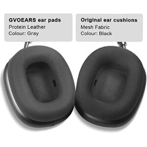 Premium Replacement Ear Cushions for Apple AirPods Max Headphone, Protein Leather Memory Foam Earpads (Gray)