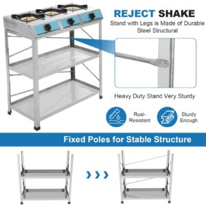 Propane Gas Stove 3 Burner Gas Stove with Removable Leg Stand Portable Gas Stove Auto Ignition Camping three Burner LPG for RV, Apartment, Outdoor