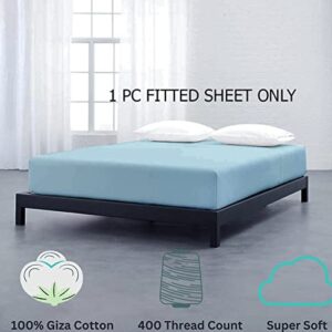 California King Fitted Sheet Only,Cal King Fitted Sheet Deep Pocket 18",California King Size Fitted Sheet, 100% Giza Egyptian Cotton,1 Pc Fitted Sheet Only (Light Blue)