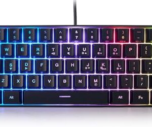 abucow Gaming Keyboard Minimalist Portable Wired Ultra-Compact Mini Imitation 61 Keys RGB Backlit Keyboard (Black)