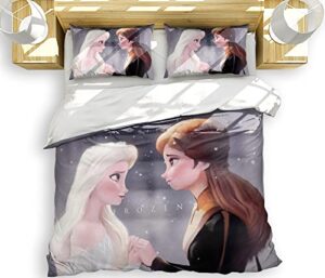akardo elsa ice princess queen anime duvet covers soft microfiber washed duvet cover set 3 pieces with zipper closure,beding set (12,twin (68"x86"))