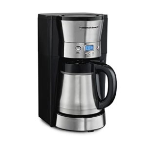 hamilton beach programmable coffee maker with 10 cup thermal carafe, 3 brewing options, auto shutoff & pause and pour, stainless steel (46899r)