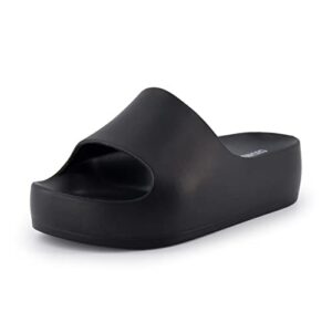 cushionaire women's ninja platform slide sandal with +comfort, black 10