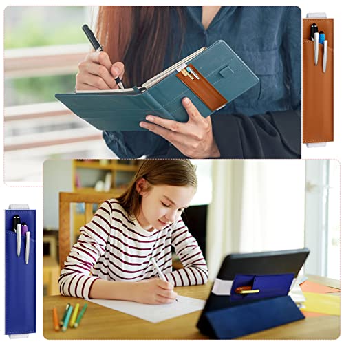 Glenmal 8 Pieces Adjustable Elastic Band Pen Holder Colorful PU Leather Sleeve Pouch Pen Sleeve Journal Pen Holder Pencil Holder for Notebook Pen Holder Pouch with Elastic Band, 8-1.5 Inch, Detachable