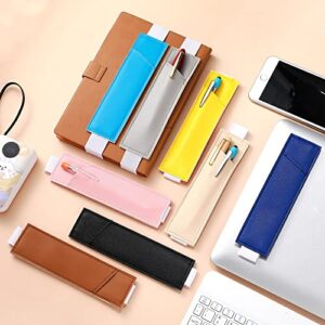 Glenmal 8 Pieces Adjustable Elastic Band Pen Holder Colorful PU Leather Sleeve Pouch Pen Sleeve Journal Pen Holder Pencil Holder for Notebook Pen Holder Pouch with Elastic Band, 8-1.5 Inch, Detachable