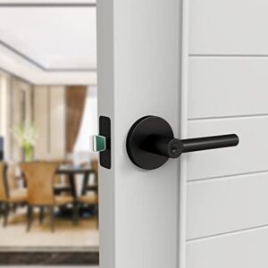 Mega Handles Entrance Handle I Entry Lever Door Handle - Heavy Duty Square Locking Lever Set for Left or Right-Handed Doors - Interior/Exterior Door Levers - Matte Black