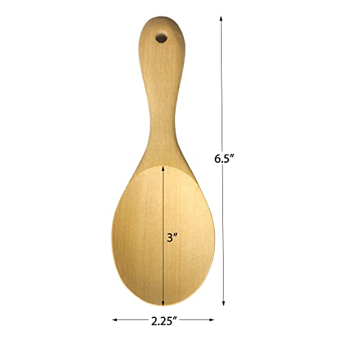 Panwa Traditional Sticky Rice Paddle Wooden Spoon (2 pc Set) Authentic THAI Up-Country Chef Solid One-Piece Natural Wood Serving Ladle, 100% Safe for Non-Stick Cookware