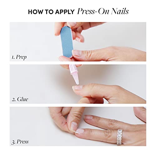Glamnetic Press On Nails - Confetti | Semi-Transparent, Short Almond Nails, Reusable | 15 Sizes - 30 Nail Kit with Glue