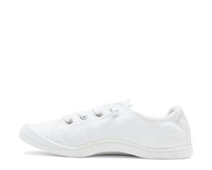 roxy women's bayshore slip on sneaker shoe, alloy/white, 8.5