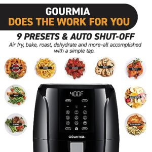 Gourmia Air Fryer Oven Digital Display 5 Quart Large AirFryer Cooker 12 1-Touch Cooking Presets, XL Air Fryer Basket 1500w Power Multifunction Black and Stainless Steel Accents FRY FORCE GAF536