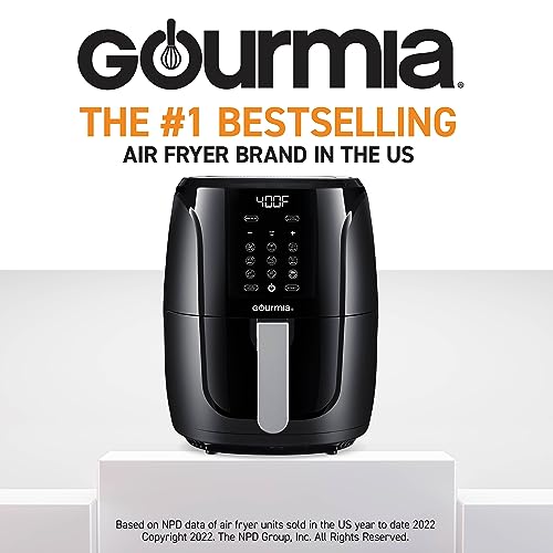 Gourmia Air Fryer Oven Digital Display 5 Quart Large AirFryer Cooker 12 1-Touch Cooking Presets, XL Air Fryer Basket 1500w Power Multifunction Black and Stainless Steel Accents FRY FORCE GAF536