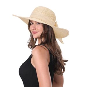 Sun Hats for Women - Women's Lightweight Foldable Beach Sun Hat with Wide Brim-UPF 50 UV Protection Floppy Sun hat Beige