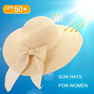 Sun Hats for Women - Women's Lightweight Foldable Beach Sun Hat with Wide Brim-UPF 50 UV Protection Floppy Sun hat Beige