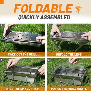 𝗕𝗮𝗿𝗯𝗲𝗰𝘂𝗲 𝗚𝗿𝗶𝗹𝗹𝘀,Portable 𝗖𝗵𝗮𝗿𝗰𝗼𝗮𝗹 Small Grill Foldable Grill for Travel, grills outdoor cooking, 𝐂𝐚𝐦𝐩𝐢𝐧𝐠 𝐬𝐦𝐨𝐤𝐞𝐫 𝐁𝐁𝐐 𝐆𝐫𝐢𝐥𝐥𝐬, Stainless Steel Table Top Grill Charcoal for Outdoor Cooking,Camping,Backyard Barbecue 。