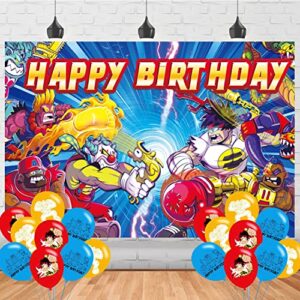 akedo ultimate backdrop birthday banner for the arcade warriors birthday party supplies cartoon akedo ultimate photograph background photo booth 5x3ft orange