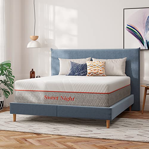 Sweetnight Queen Mattress, 14 Inch Queen Size Memory Foam Mattress in a Box, Double Sides Flippable Queen Bed Mattress, Gel Infused and Perforated Foam for Cool Sleep and Pressure Relief, Gray+white