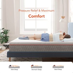Sweetnight Queen Mattress, 14 Inch Queen Size Memory Foam Mattress in a Box, Double Sides Flippable Queen Bed Mattress, Gel Infused and Perforated Foam for Cool Sleep and Pressure Relief, Gray+white
