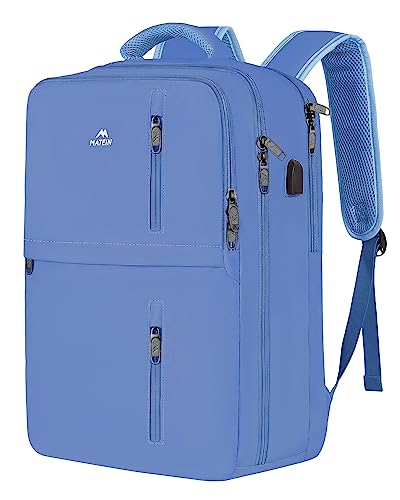 MATEIN Carry on Backpack, 40L Flight Approved Travel Laptop Backpack with USB Charge Port, 17 Inch Anti-Theft Large Luggage Laptop Daypack Business College Weekender Overnight Bag for Women Men, Blue