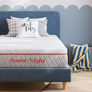 sweetnight twin mattress, 10 inch memory foam twin size mattress, double sides flippable twin bed mattress in a box, gel infused and perforated foam for cool sleep and pressure relief, gray+white