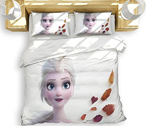 AKARDO Elsa Ice Princess Queen Anime Duvet Covers Soft Microfiber Washed Duvet Cover Set 3 Pieces with Zipper Closure,Beding Set (01,Twin (68"x86"))