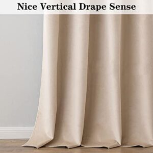 ANRODUO 100% Blackout Velvet Curtains 96 Inches Long Beige Curtain Drapes Darkening Thermal Insulated Grommet Curtains Window Drapes for Bedroom Luxury Curtains Room Decor W52 x L96 Set of 2