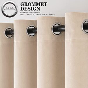 ANRODUO 100% Blackout Velvet Curtains 96 Inches Long Beige Curtain Drapes Darkening Thermal Insulated Grommet Curtains Window Drapes for Bedroom Luxury Curtains Room Decor W52 x L96 Set of 2