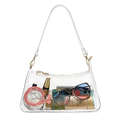 LOXOMU Clear Purse Stadium Approved,Small Clear Crossbody Bag Clear Shoulder Handbag for Women, Clear Bag for Concerts Sports Events (Clear)