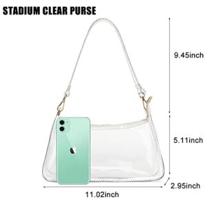 LOXOMU Clear Purse Stadium Approved,Small Clear Crossbody Bag Clear Shoulder Handbag for Women, Clear Bag for Concerts Sports Events (Clear)