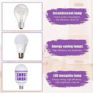 2 Pack Bug Zapper Light Bulbs, 2 in 1 Mosquito Light Bulb, Flying Insect Trap UV LED Lamp for Patio and Indoor