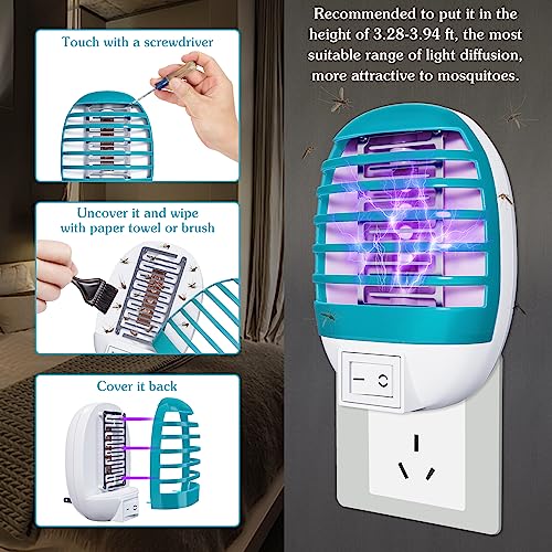 4 Pack Plug in Bug Zapper Indoor for Flying Insect Mosquito, Electronic Mosquito Zapper Gnat Traps with LED Light for Patio, Bedroom, Kitchen, Office