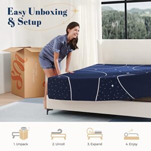 Sweetnight King Mattress, 12 Inch Hybrid King Size Mattress in a Box, Gel Memory Foam and Individual Pocket Spring for Cooling Sleep & Motion Isolation, Starry Night,Blue